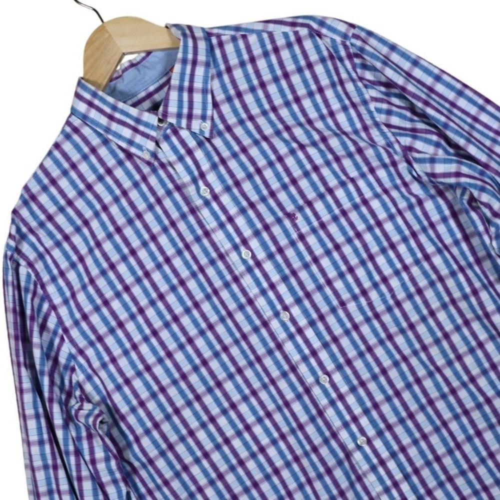 IZOD Men's Large Long Sleeve‎ Plaid Button Down Shirt Casual Dress Shirt